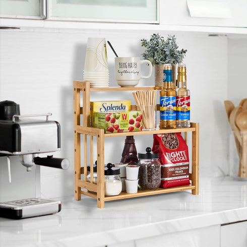 Countertop Counter (3-Tier) Sorbus Kitchen Organizer Bamboo Wooden Storage Shelf Rack for Spice, Soap, Skin Care