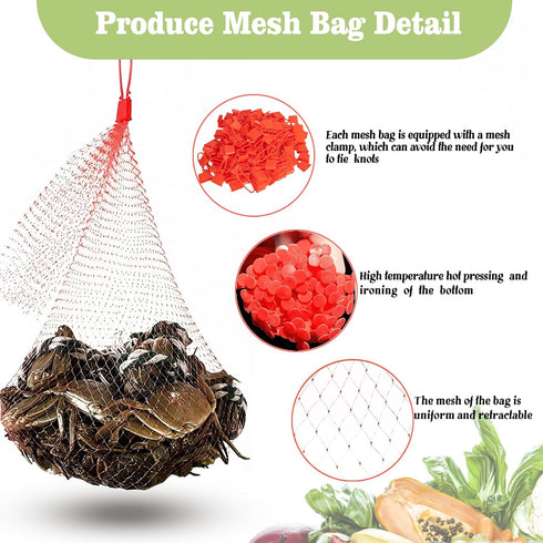 Dupiulk 20 Inch Packaging (100Pcs-Red) Reusable Mesh Produce Bags, Seafood Boil Bags for Crab Clam Shrimp Cooking