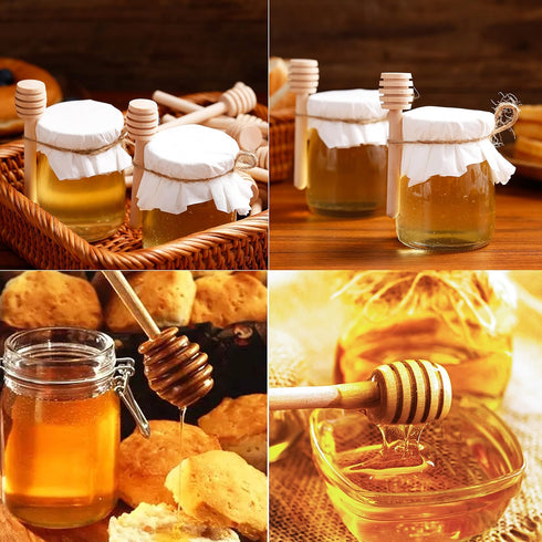 25 Pcs Honey Sticks Dipper, 3 Inch Mini Wooden Honeycomb Stick, Small Honey Spoons for Honey Jar Dispense