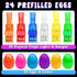 24Pcs Pre filled Easter Eggs with Egg Fillers Finger Lights, Easter Basket Stuffers for Teens Toddler Boys Girls