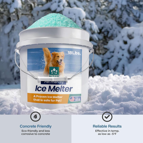 Maple99 -18 lb -5 Pet Safe Ice Melt Safe for Concrete Snow Salt Ice Melt Pet Friendly, Green Salt for Snow and Ice
