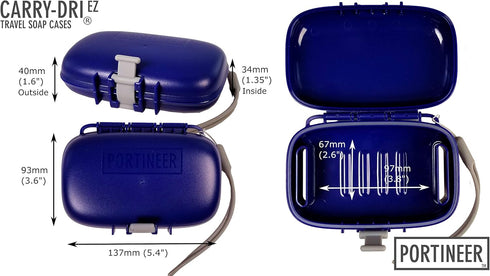 Carry-Dri EZ Travel Bar Soap Container, Durable Leakproof Soap Holder with Patented Air Vents, Compact Case