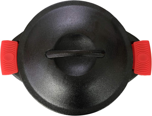 Silicone Hot Handle Holder (2-Pack) for Cast Iron Woks, Pots, Dutch Ovens, Small Skillets, Assist Handle, Oven Trays, Plates - Potholders - Red by Crucible Cookware