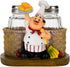 Salt and Pepper Shakers Set, Sitting Chef Decorative Statue Spice Organizer, Glass Spice Jars with Holder Gift for