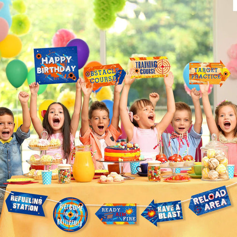 Outus 10 Pcs Dart Party Signs Cutouts for Birthday Decoration, Dart Battle Porch Door Cutouts