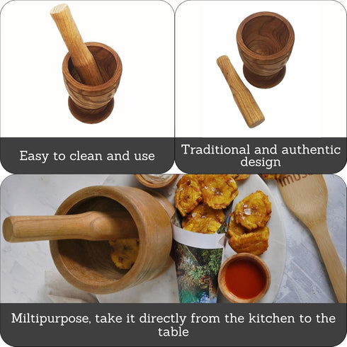 IMUSA USA Small Wood Mortar & Pestle