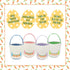 9 Inch Easter Basket, White Canvas with Bunny and Carrot Design, Diameter, Polka Dot Liner, Foldable Handle, for Egg