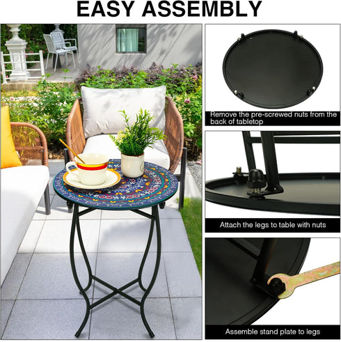 Weogot 14" Outdoor Metal Side Tables, Round Patio Side Table, Weather Resistant Metal End Table Side Table for Patio