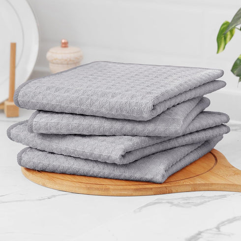 Set, 16 28 Inch 12 12 Inch 12 Pack, Homaxy Microfiber Waffle Weave Kitchen Towels x and x Ultra Absorbent and Solid