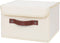 ANMINY Storage Bin with Lid, Decorative Foldable Lidded Cotton Linen Fabric Home Organizer - Beige, Small Size