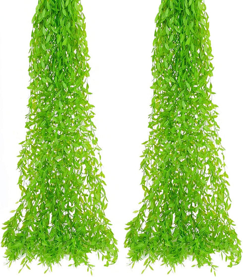 PASYOU Artificial Hanging Vines, Fake Weeping Willow Plants Decor for Indoor Outdoor Home Garden Decoration