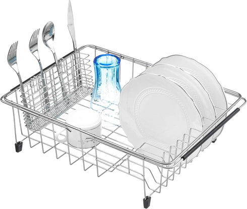 iPEGTOP Cutlery Utensil Silverware Drying Rack, Rust Proof Stainless Steel Chopsticks Basket Holder with Hooks