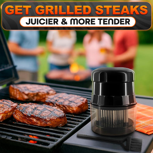 Meat Tenderizer Tool with 56 Sharp Stainless Steel Needle Blades, Safety Lock & Cleaning Brush, Dishwasher Safe