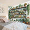 EOBTAIN Green Plant Wall Tapestry Cactus and Floral Potting on Bookshelf Tapestries