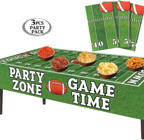 AnapoliZ Football Tablecloth Plastic | 3 Pcs Party Pack (54" x 72") | Rectangular Game Day Table Cover