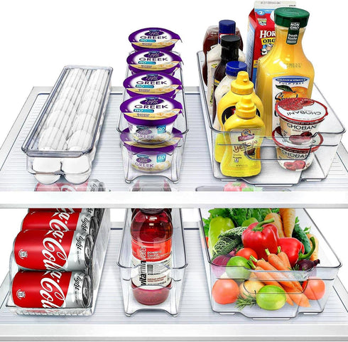 Sorbus Fridge Bins and Freezer Bins, Stackable Food Storage Containers, BPA-Free Organizers, Pack of 6