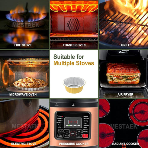 7" Sturdy Aluminum Foil Pans with Lids - 5 Pack Heavy Duty Reusable Tin for Cooking and Baking