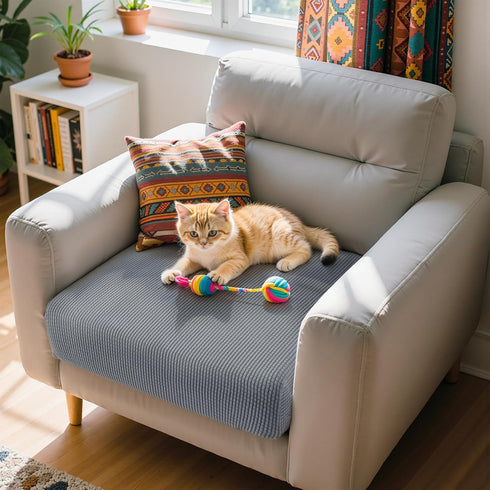 Hokway Stretch Cushion Covers, Light Grey Sofa Seat Cushion Slipcover Protector for Couch