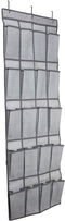 Simplify 20 Pocket Over The Door Hanging Shoe Organizer, Closet Storage, Space Saver, Breathable Material Keeps Dust & Odors Away, Grey by Simplify