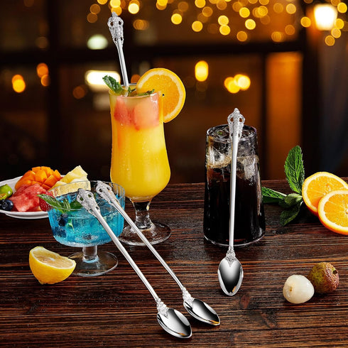 KEAWELL Luxurious 9 Inch Iced Tea Spoon Set - 4 Pieces, Gorgeous Design, 18/10 Stainless Steel, Perfect for Cocktails