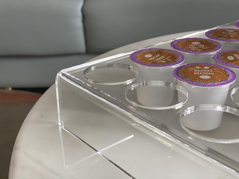 IEEK Clear Acrylic Coffee Pod Organizer Tray, 2 Pack of 35 Slots K Cup Holder for Office Kitchen Counter or Drawer