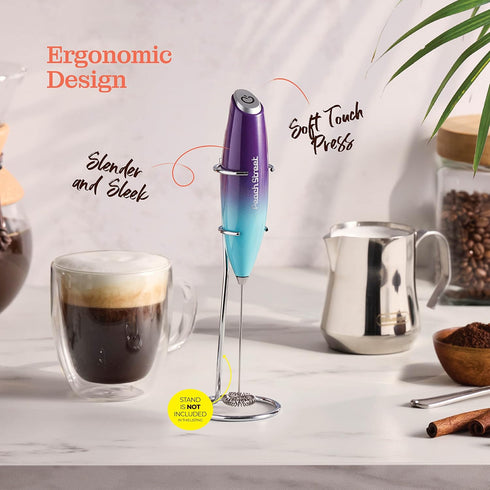Powerful Handheld Milk Frother, Mini Battery Operated Milk Foamer, Stainless Steel Drink Mixer for Coffee, Lattes,