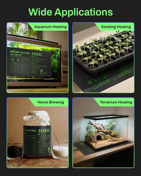 10" 20.75", BN-LINK Durable Seedling Heat Mat for Seed Starting x Waterproof Warming Mat Plant Heating Pad for Seed