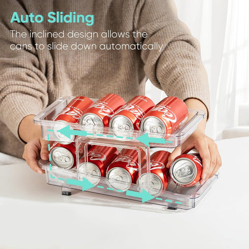 2 Pack, 6.1''-9.38'' VUSIGN Expandable Soda Can Organizer Adjustable Width Can Dispenser for Refrigerator W, Drink