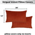 Kevin Textile Fall Lumbar Pillow Covers, Solid Striped Velvet Corduroy Cushion Cover, 12 x 20, 2 Pack, Burnt Brick