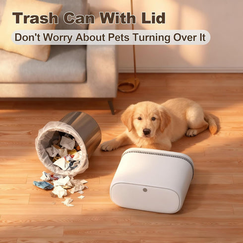 Spreezy 2.3 Gallon/8.6 5 Bathroom Trash Can with Lid, L Small Trash Can, Pneumatic Adhesion Style Garbage Can