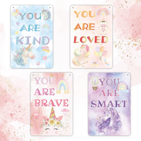 Unicorn Wall Decor Sign, Unicorn Rainbow Inspirational Wall Decor for Girls Room,