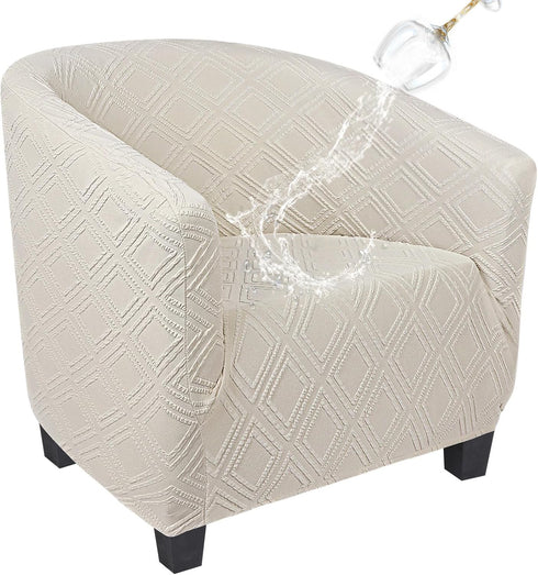 SearchI Waterproof Club Chair Slipcover Stretch Barrel Chair Covers Jacquard Tub Chair