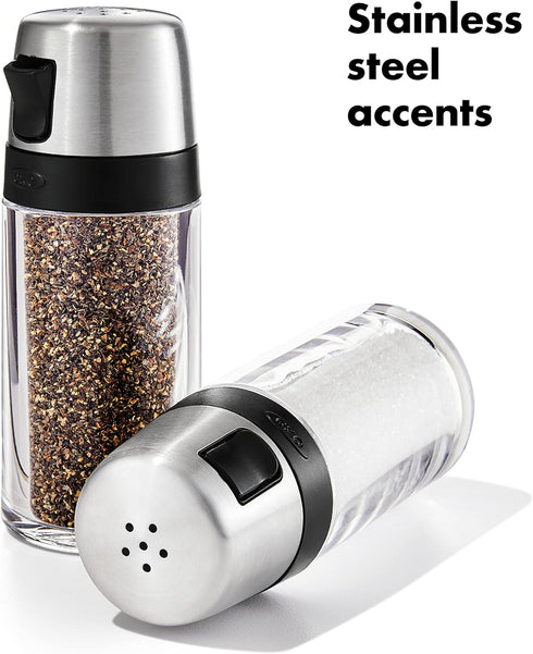 Set, OXO Salt and Pepper Shaker Clear, Stainless Steel