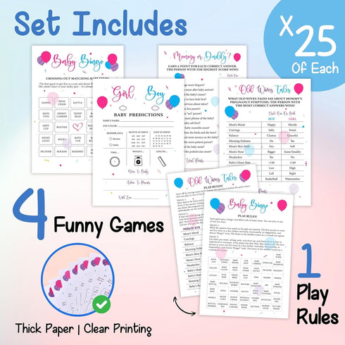 4 Woodamore Baby Gender Reveal Games For Guests - Funny Baby Shower Games For Gender Reveal Party Decorations, Boy