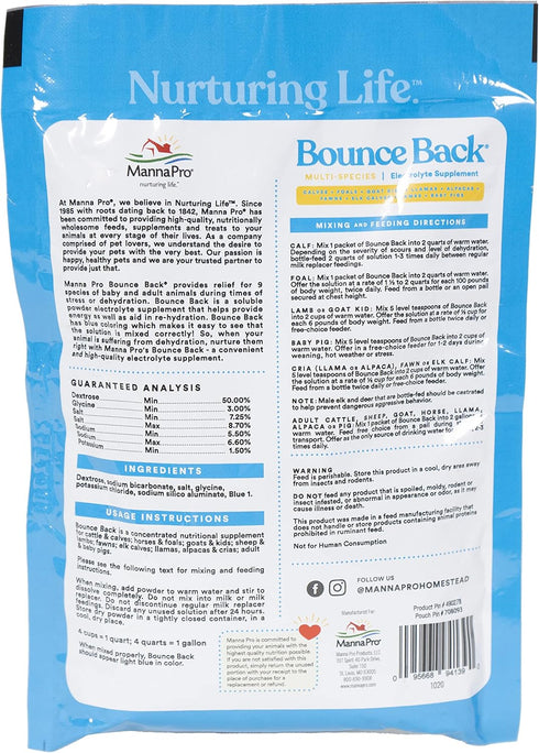 4 oz Manna Pro Bounce Back Supplement | Multi-Species Electrolyte |