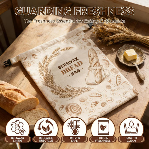 WGXY 2 Pack 17x13-Inch Use(2 pack 1 Reusable Beeswax Bread Bags for Sourdough & Homemade Bread, Cotton Storage Bags