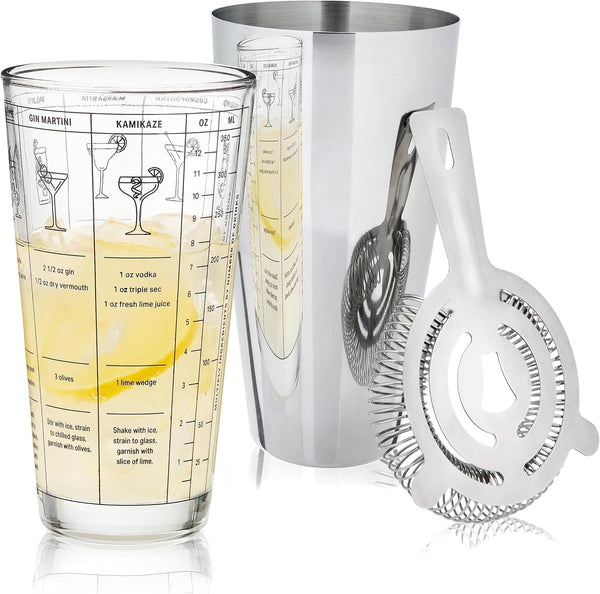 True 3-Piece Barware Set for Mixed Drinks and Cold Brew Cocktails, Includes