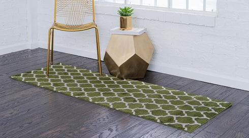 Unique Loom Trellis Collection Area Rug - Philadelphia (2' x 6' 1" Runner Dark Green/Beige) by Unique Loom