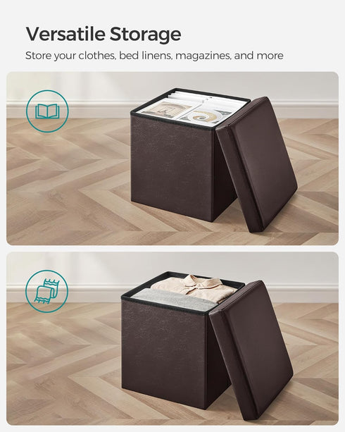 15 Inches 660 lb, ULSF10B SONGMICS MAZIE Collection - Ottoman with Storage, Footstool, Storage Ottoman, Load for Dorm
