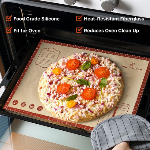 Extra Thick Silicone Baking Mat with Measurements, 26x16 Inch Non-slip and Reusable for Cookies, Bread, Pastry