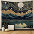 Tapzen Mountain Forest Tapestry, Boho Landscape Moon Stars Wall Hanging for Bedroom, 90 x 60 inches Aesthetic Nature