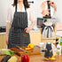 Tosewever 2 Pieces Kitchen Cooking Aprons, Adjustable Bib Aprons with 2 Pockets for Women Men, Black/Brown