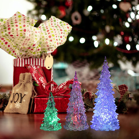 3 Beaupretty Pieces Lighted Christmas Tree Figurine Color Changing LED Acrylic Holiday Tree Christmas Table Top
