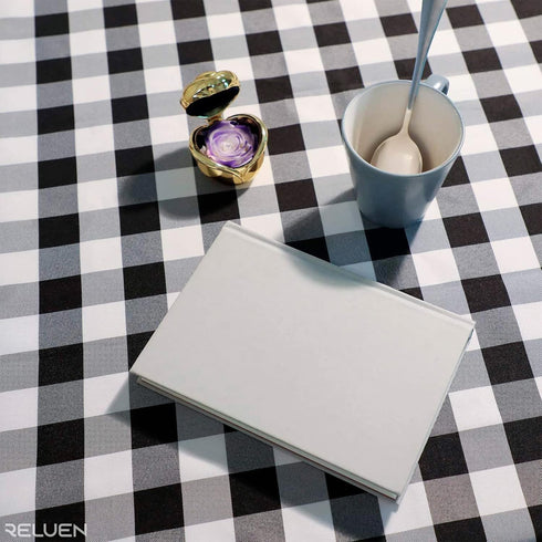 Buffalo Plaid Tablecloth 35 ? 35" - Black and White Checkered, Machine Washable Polyester, Waterproof, Durable for