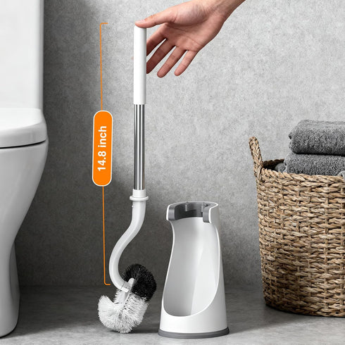 Set, Set, Lefree Toilet Brush and Holder Bathroom Cleaner Brush Curved Design, Non-Slip Handle Toilet Bowl Brush