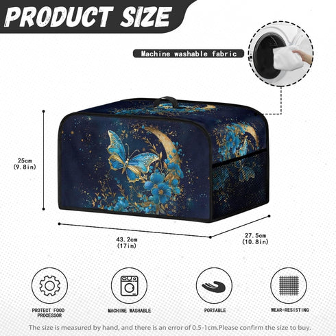 Blue Butterfly Slow Cooker Cover for Most 6-8 Quart Oval Crock Pots - Moon Flower Kitchen Decor, Machine Washable