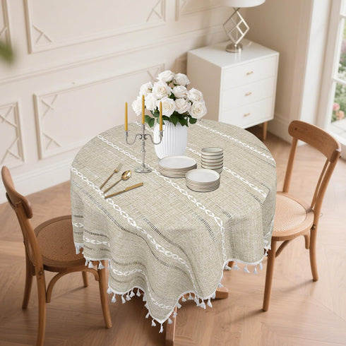 36 36 inch, Small Square Tablecloth x Boho Linen Table Cover for Round Coffee Table, Side End Bedside, Nightstand Cover