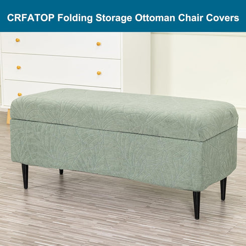 CRFATOP Waterproof Jacquard Ottoman Stool Cover Stretch Folding Storage Footstool Bench Slipcovers Upholstered Foot