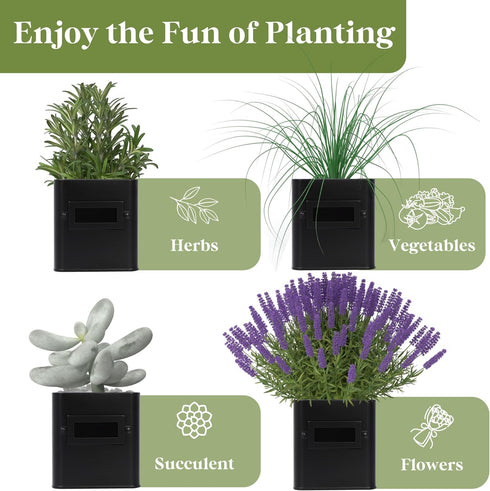 Set PERFNIQUE Indoor Herb Garden, Herb Planter with Tray, Farmhouse Indoor Plant Pots, Windowsill Herb Garden