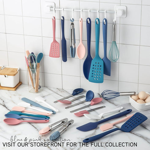 Cook with Color 5-Pc MINI Silicone Cooking Utensil Set, Easy to Clean Kitchen Gadgets, Navy Collection
